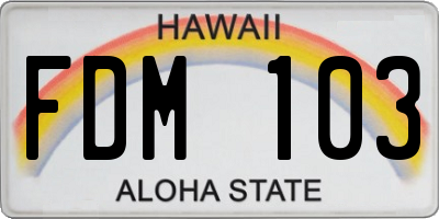 HI license plate FDM103