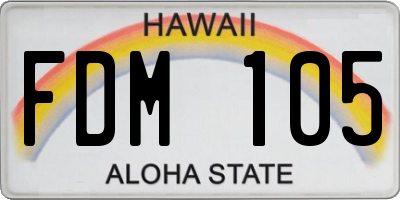 HI license plate FDM105