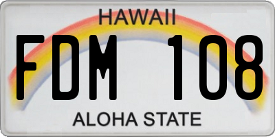 HI license plate FDM108