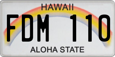 HI license plate FDM110
