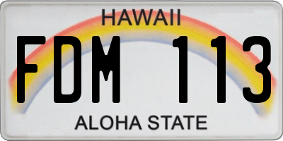 HI license plate FDM113