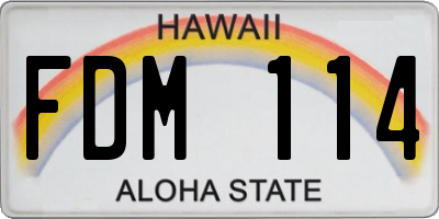 HI license plate FDM114