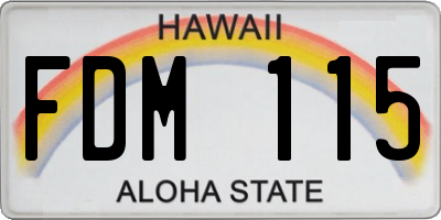 HI license plate FDM115