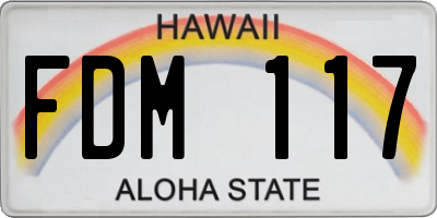 HI license plate FDM117
