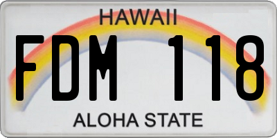 HI license plate FDM118