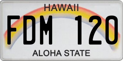HI license plate FDM120