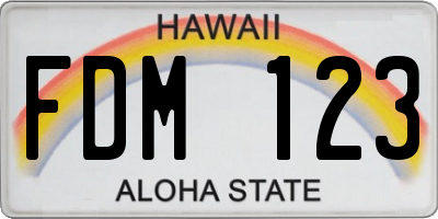 HI license plate FDM123