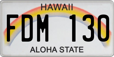 HI license plate FDM130