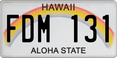 HI license plate FDM131