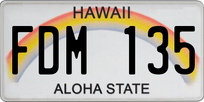 HI license plate FDM135