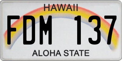 HI license plate FDM137