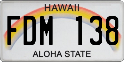 HI license plate FDM138