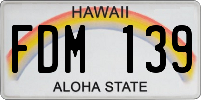 HI license plate FDM139