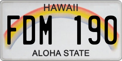 HI license plate FDM190