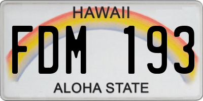 HI license plate FDM193