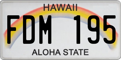 HI license plate FDM195