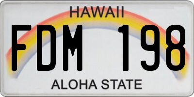 HI license plate FDM198