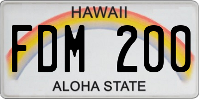 HI license plate FDM200