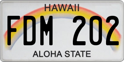 HI license plate FDM202