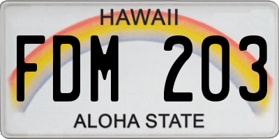 HI license plate FDM203