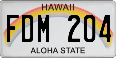 HI license plate FDM204