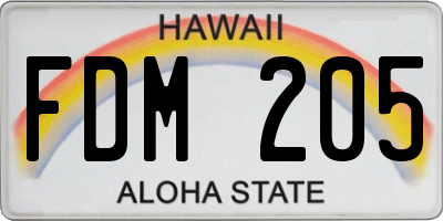 HI license plate FDM205