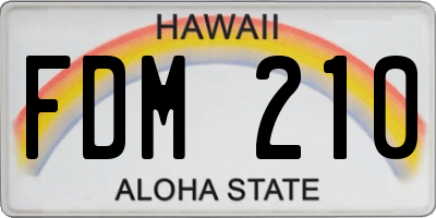 HI license plate FDM210