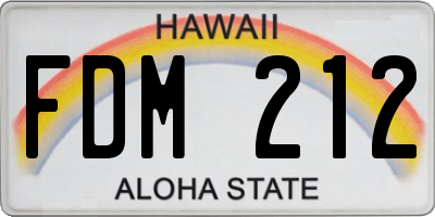 HI license plate FDM212