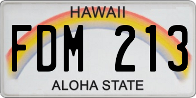 HI license plate FDM213