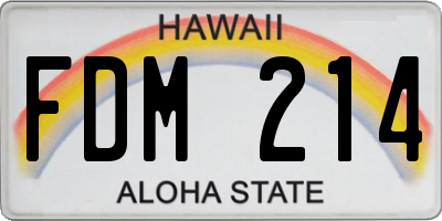 HI license plate FDM214