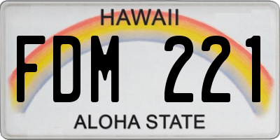 HI license plate FDM221