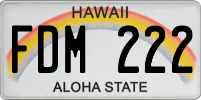 HI license plate FDM222