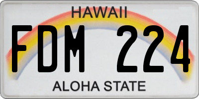 HI license plate FDM224