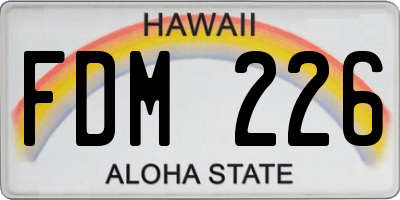 HI license plate FDM226