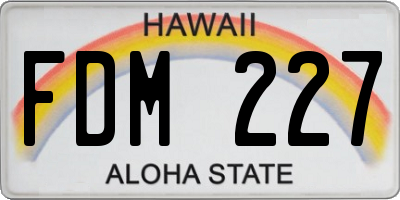 HI license plate FDM227