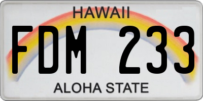 HI license plate FDM233