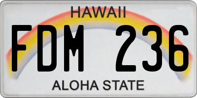 HI license plate FDM236