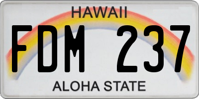 HI license plate FDM237