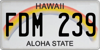 HI license plate FDM239
