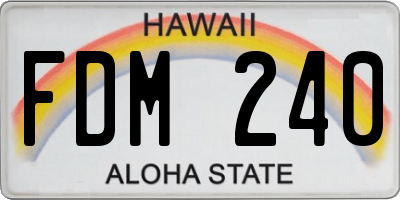HI license plate FDM240