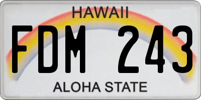 HI license plate FDM243