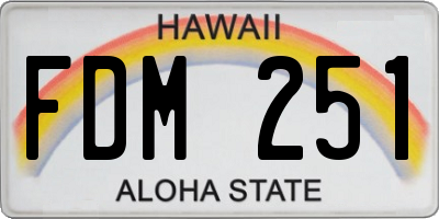 HI license plate FDM251