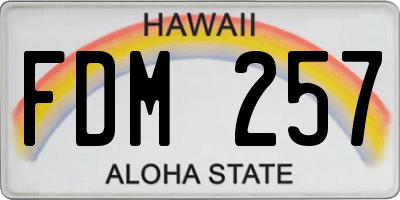 HI license plate FDM257