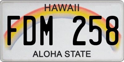 HI license plate FDM258