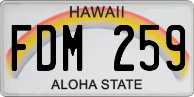 HI license plate FDM259