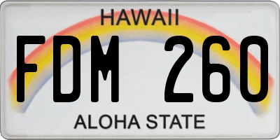 HI license plate FDM260