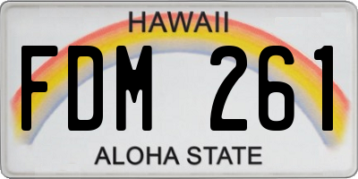 HI license plate FDM261