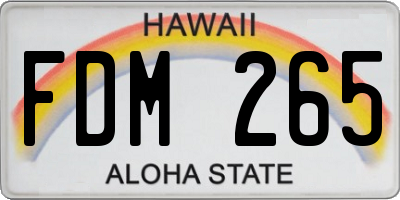 HI license plate FDM265