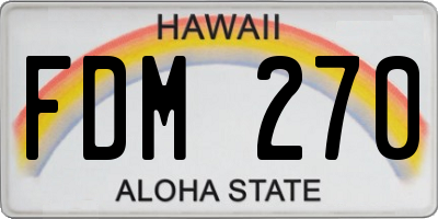 HI license plate FDM270