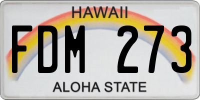HI license plate FDM273